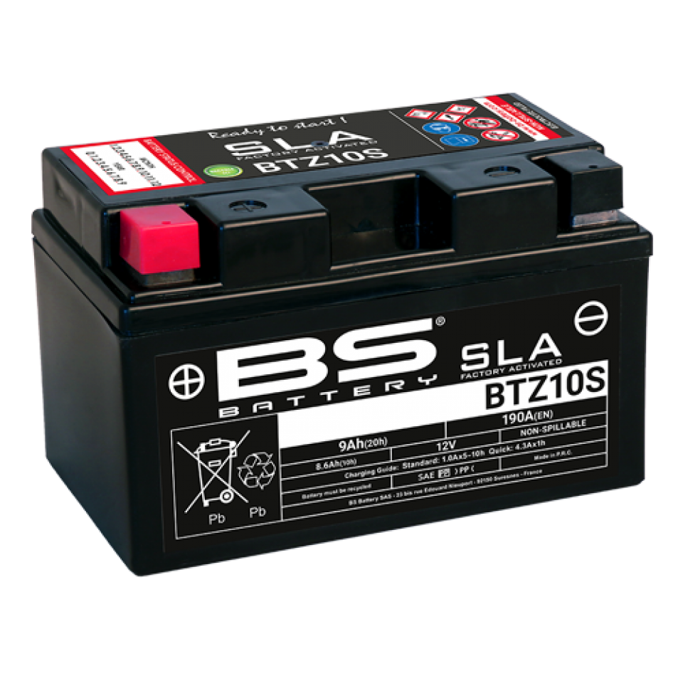Batterie SLA BS Battery pour Moto Yamaha 1000 YZF R1 2004 à 2014 YTZ10S / SLA / 12V 8Ah Neuf