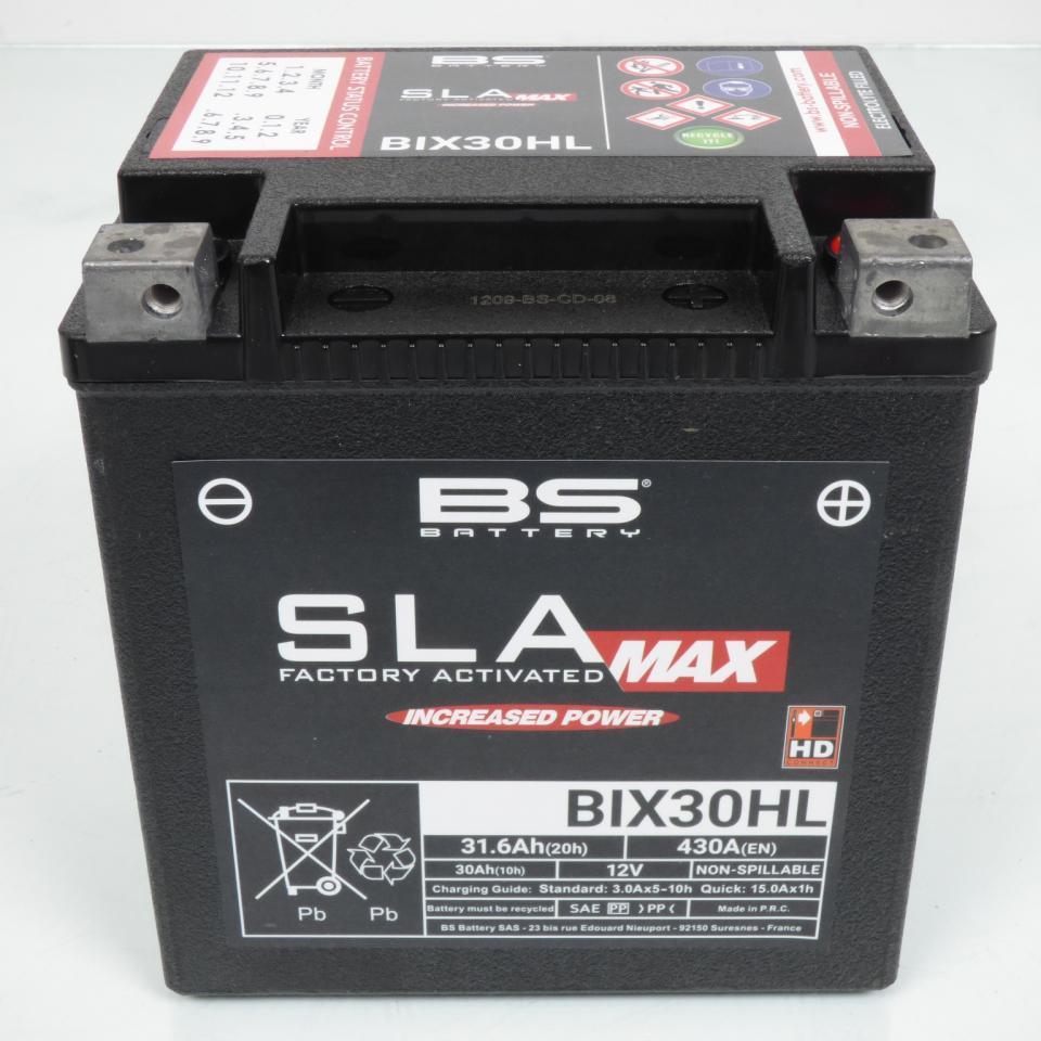 Batterie SLA BS Battery pour Moto Harley Davidson 1580 Flt Series Road 2008 à 2009 YIX30HL / BIX30HL / 12V 30Ah Neuf