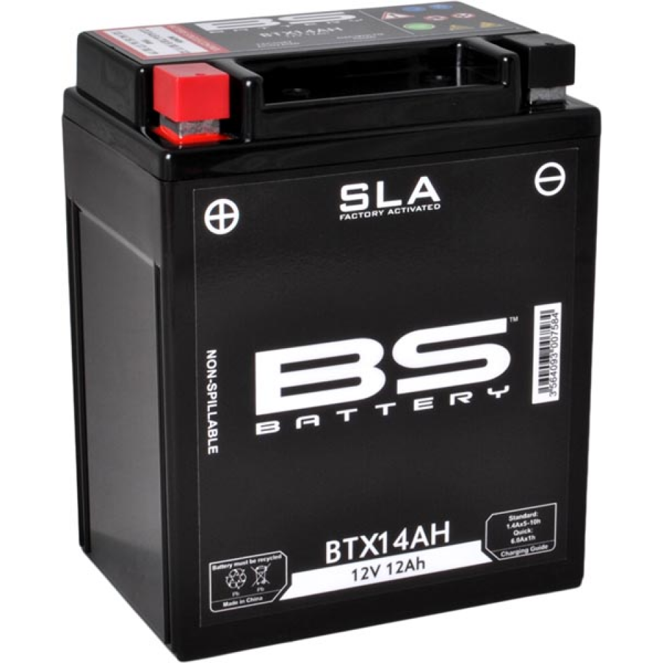Batterie SLA BS Battery pour moto YTX14AH / YB14-A2 YB14-B2 /12V 14.7Ah Neuf