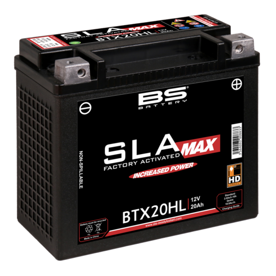 Batterie SLA BS Battery pour Moto Harley Davidson 1250 Vrscdx Night Rod Special 2008 à 2015 YTX20HL-BS / 12V 18Ah Neuf