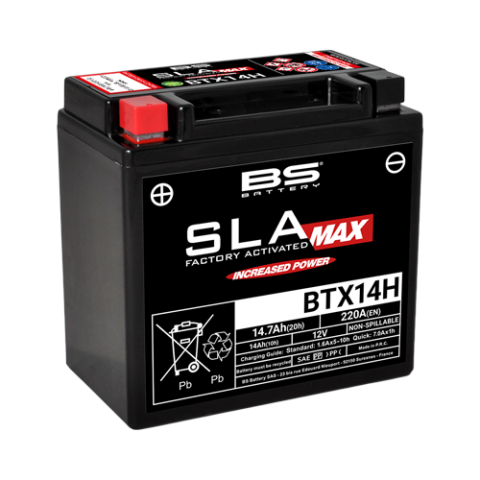Batterie SLA BS Battery pour Moto Buell 1200 Xb-12X Ulysses 2006 à 2010 YTX14H-BS / 12V 12Ah Neuf