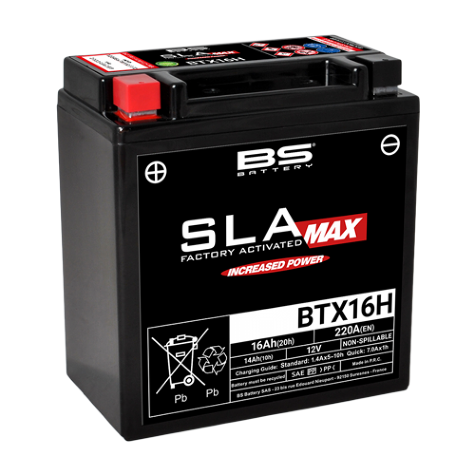 Batterie SLA BS Battery pour auto YTX16H / 12V 16Ah Neuf