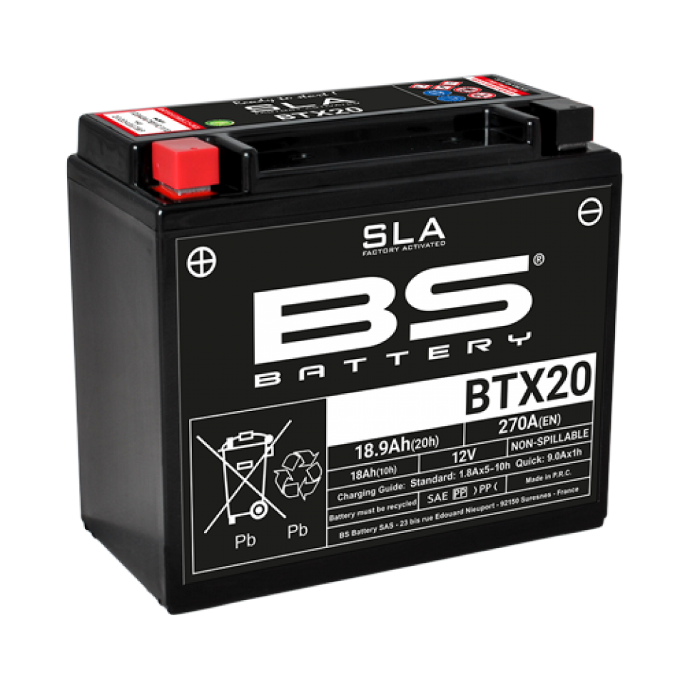 Batterie BS Battery pour moto Triumph 1200 Trophy 2012 à 2016 YTX20-SLA 12V 18Ah Neuf