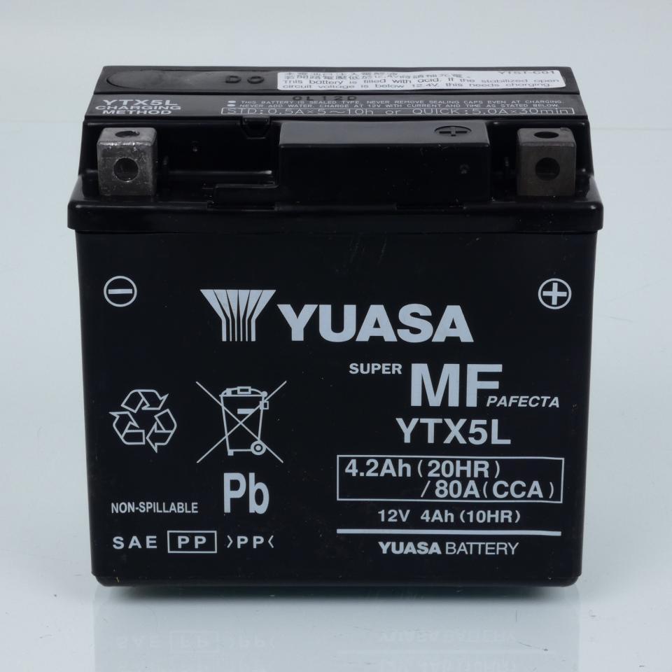 Batterie SLA Yuasa pour Moto Sherco 125 Se 2T Enduro 2018 à 2019 YTX5L-BS / YTX5L / 12V 4.2Ah Neuf