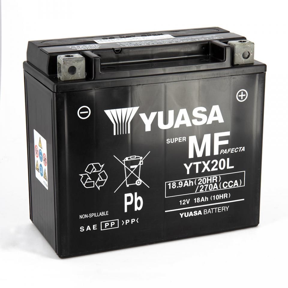 Batterie SLA Yuasa pour Moto Buell 1200 X1 Lighting 1999 à 2002 YTX20L-BS YTX20L / 12V 18.9Ah Neuf