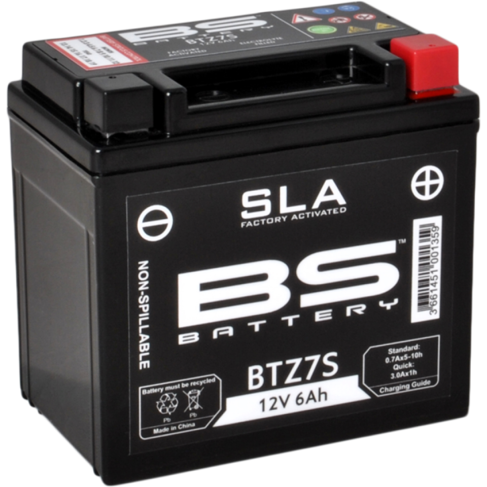Batterie SLA BS Battery pour Moto Honda 125 Vt C Shadow 2001 à 2006 YTZ7-S / 12V 6Ah Neuf