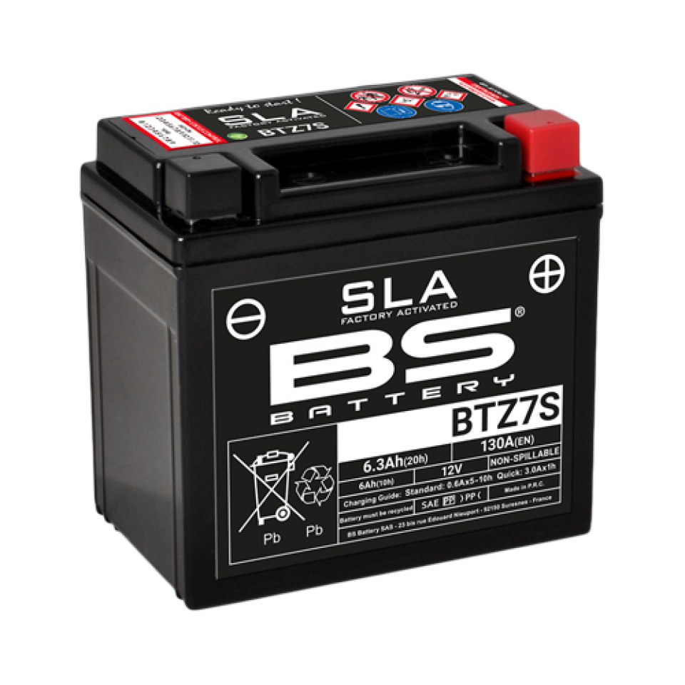 Batterie SLA BS Battery pour Moto Honda 125 Vt C Shadow 2001 à 2006 YTZ7-S / 12V 6Ah Neuf