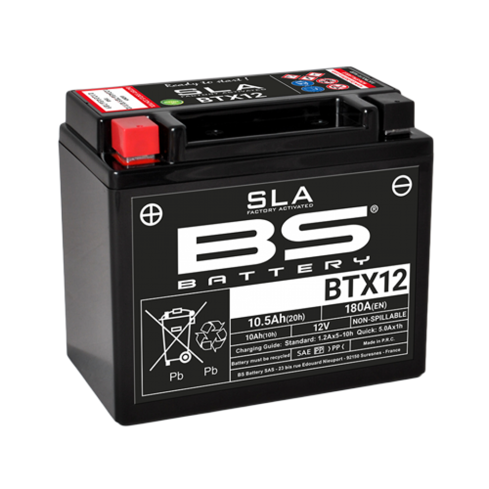 Batterie SLA BS Battery pour Scooter Piaggio 125 Vespa GTS 2007 à 2010 YTX12-BS / 12V 10Ah Neuf