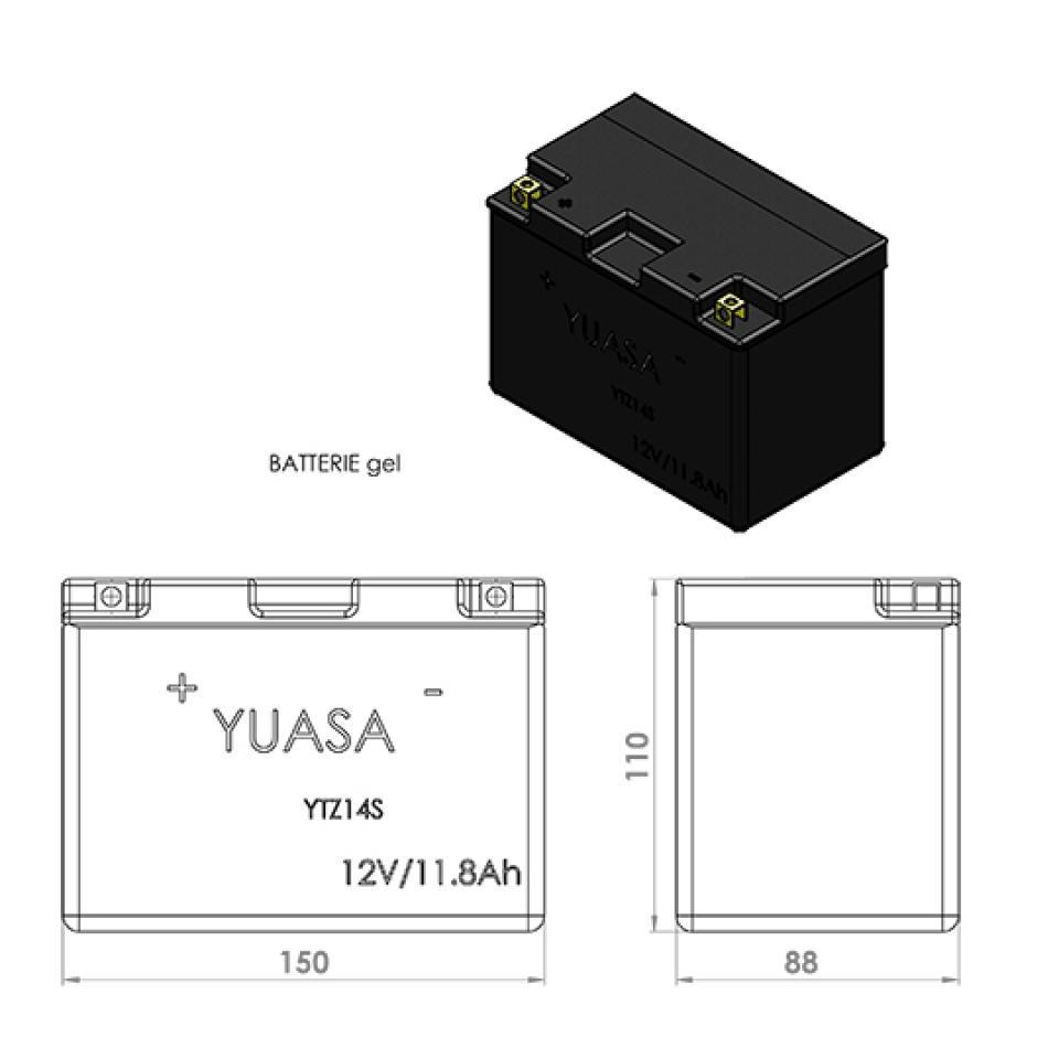 Batterie SLA Yuasa pour Moto Honda 750 NC X 2014 à 2017 YTZ14-S / 12V 11.2Ah Neuf