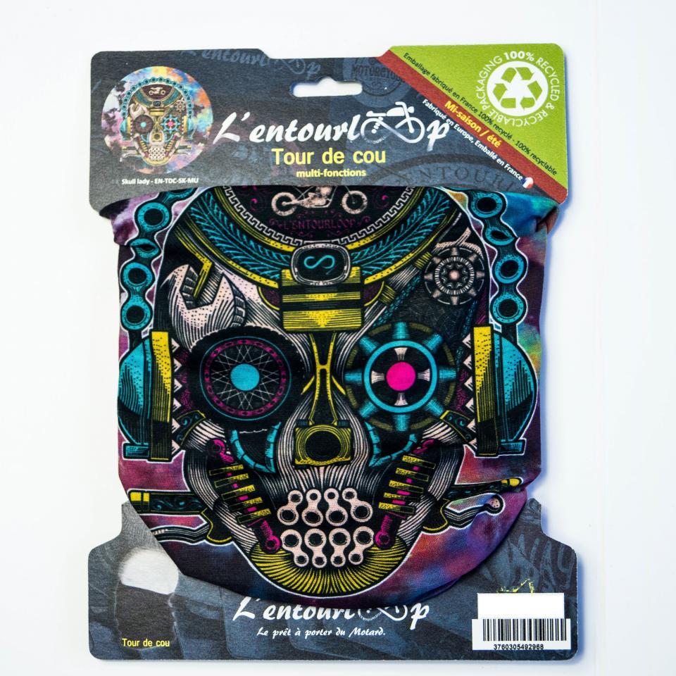 Tour de cou moto L'Entourloop Motorcycle Skull multicolor coloris rose 100% polyester