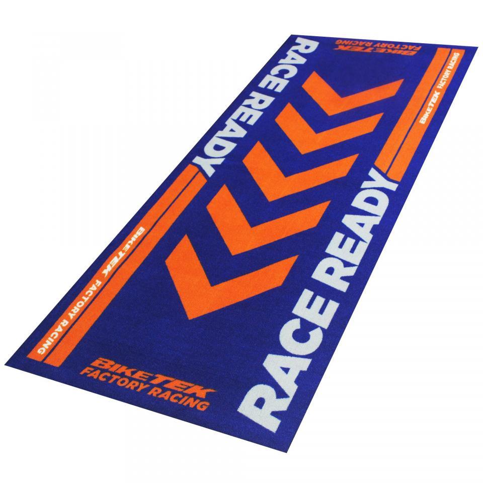 Tapis environnemental Biketek Garage Mat Race Ready bleu orange pour moto paddock