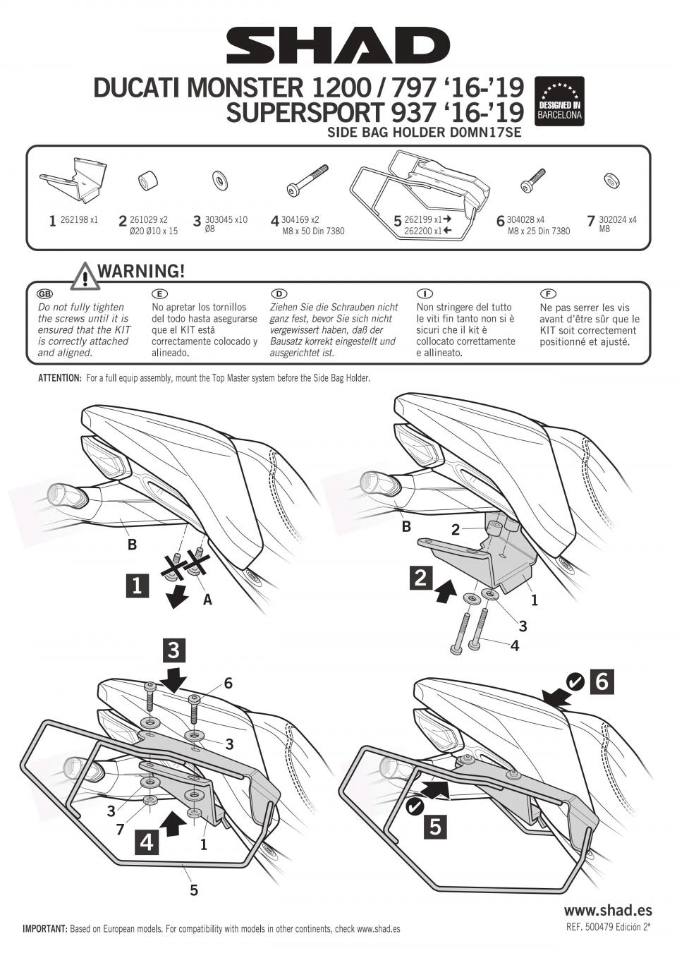 Support valise latérale Shad pour moto Ducati 1200 Monster D0MN17SE Neuf