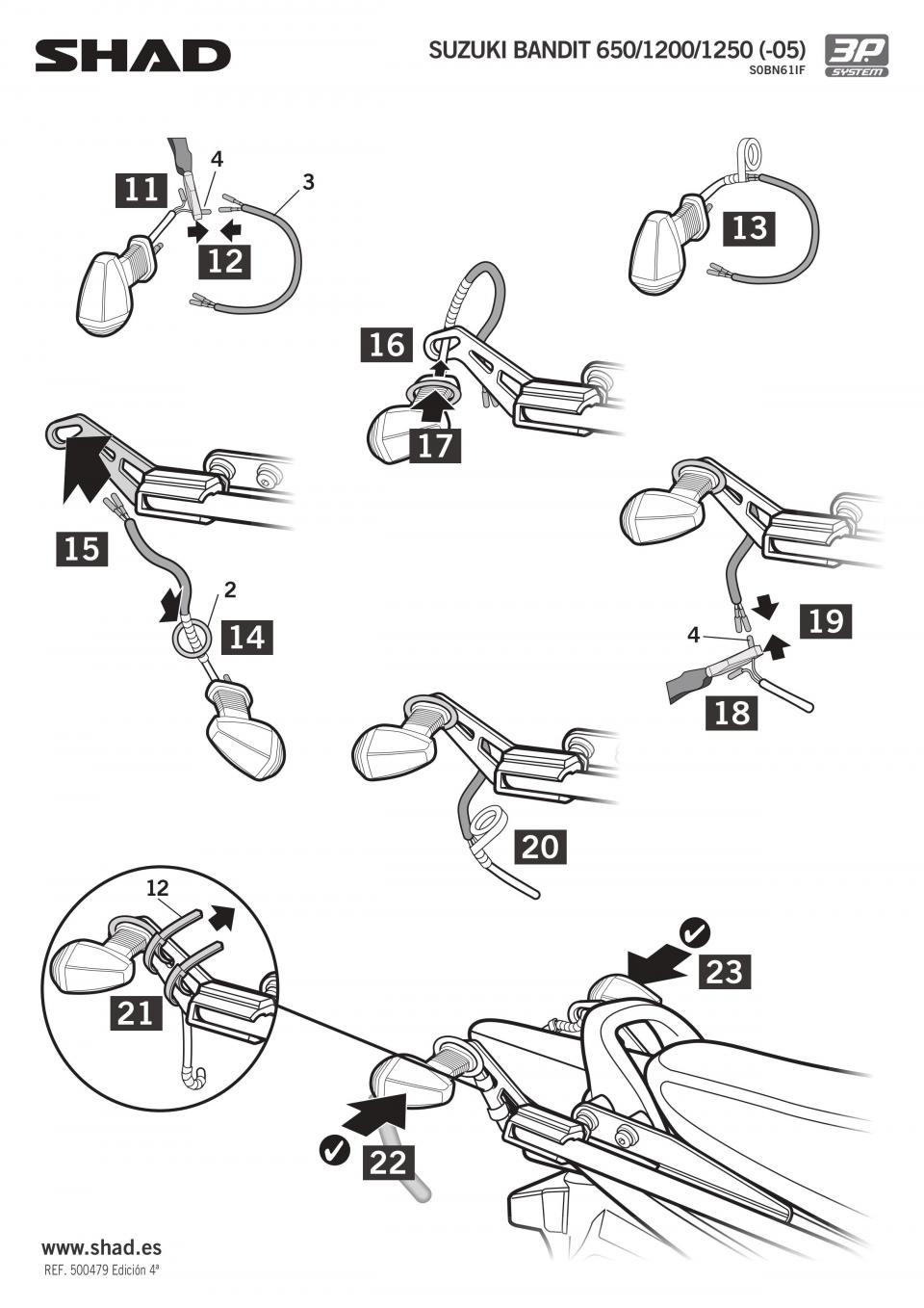 Kit 3P SYSTEM Support valise latérale Shad pour moto Suzuki 650 Bandit S0BN61IF