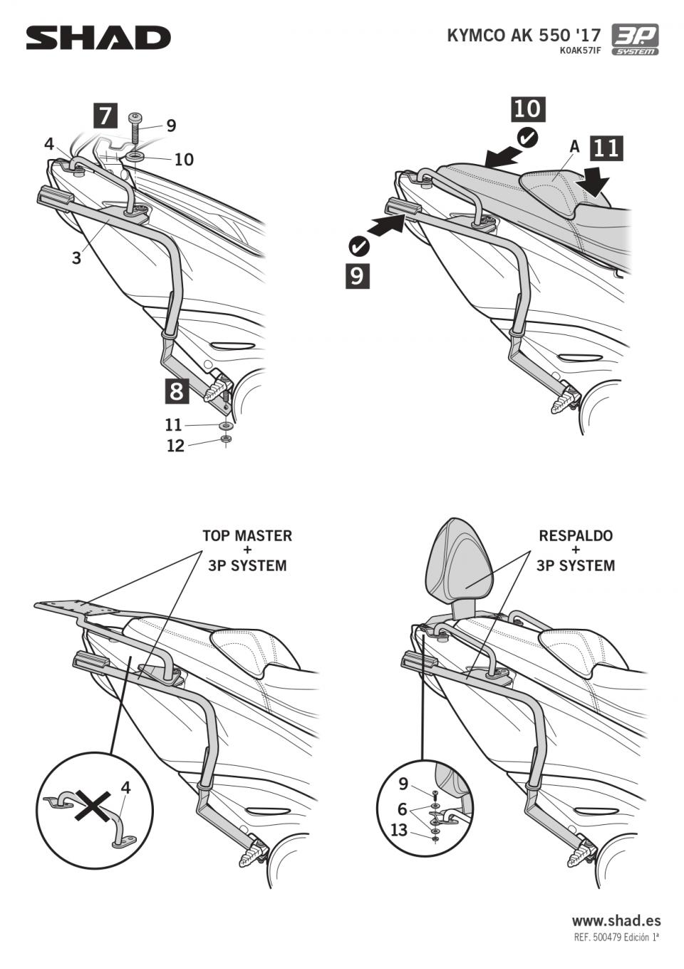 Kit Support valise latérale Shad pour scooter Kymco 550 Ak K0AK57IF 3P System
