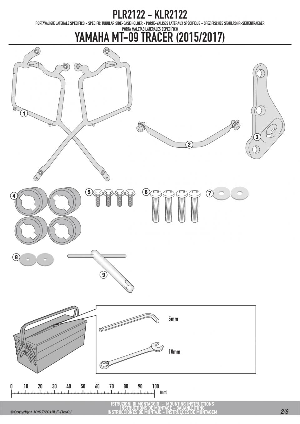 Support de valise latérale GIVI MONOKEY RETRO FIT pour moto Yamaha 900 Mt-09 Tracer 2015 à 2017 PLR2122 Neuf