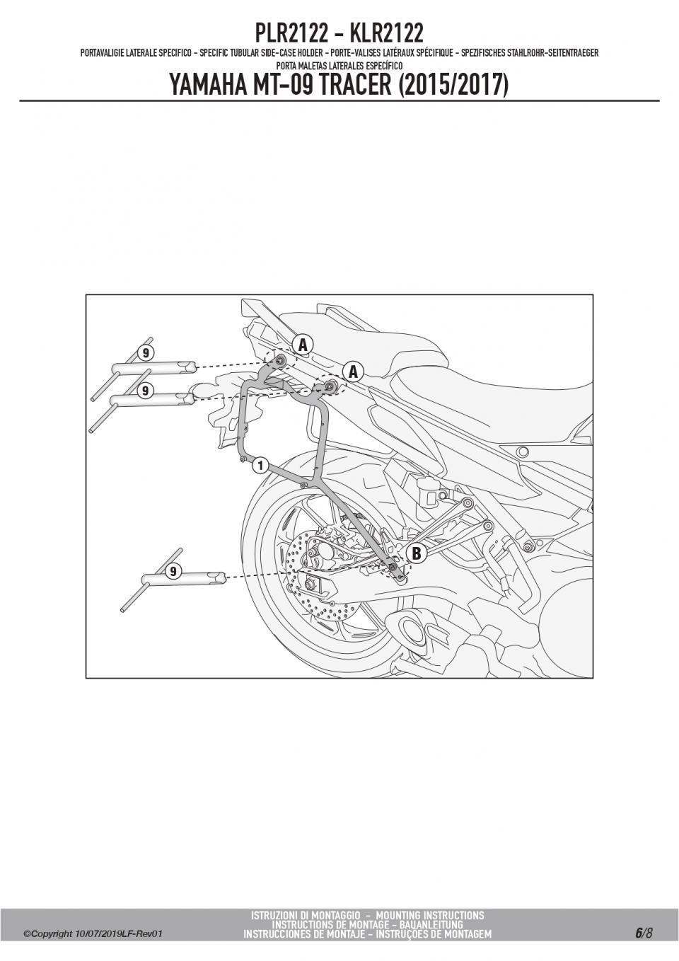 Support de valise latérale GIVI MONOKEY RETRO FIT pour moto Yamaha 900 Mt-09 Tracer 2015 à 2017 PLR2122 Neuf