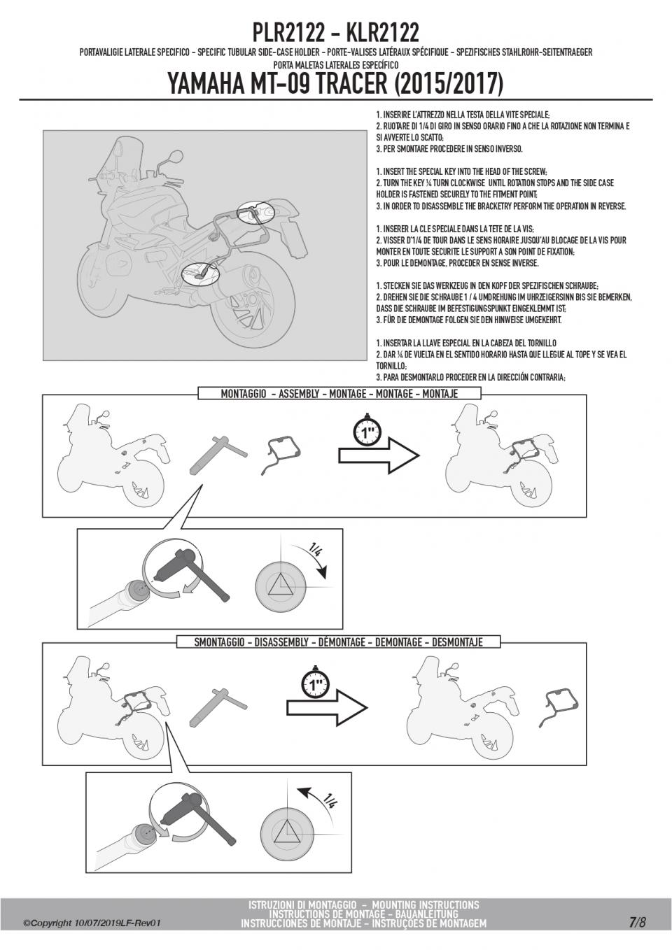 Support de valise latérale GIVI MONOKEY RETRO FIT pour moto Yamaha 900 Mt-09 Tracer 2015 à 2017 PLR2122 Neuf