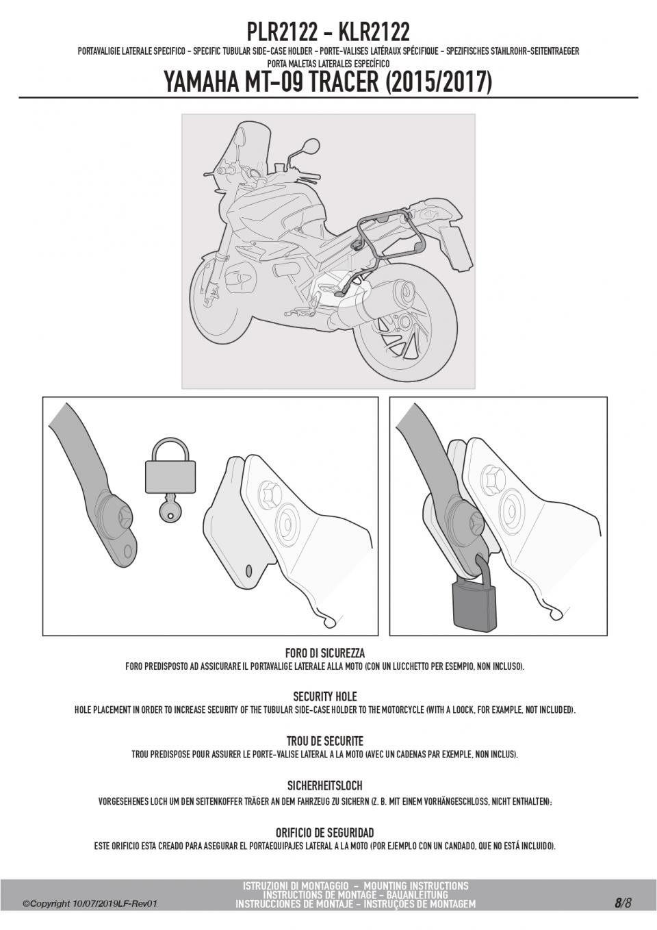 Support de valise latérale GIVI MONOKEY RETRO FIT pour moto Yamaha 900 Mt-09 Tracer 2015 à 2017 PLR2122 Neuf
