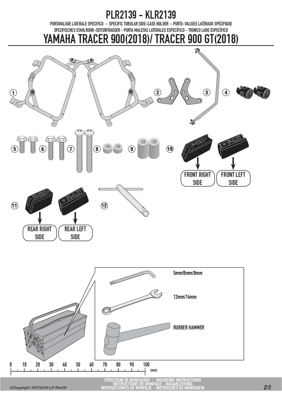 Support de valise latérale GIVI MONOKEY RETRO FIT pour moto Yamaha 900 Mt-09 Tracer 2018 à 2020 PLR2139 Neuf
