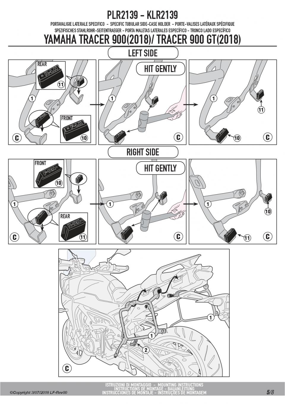 Support de valise latérale GIVI MONOKEY RETRO FIT pour moto Yamaha 900 Mt-09 Tracer 2018 à 2020 PLR2139 Neuf