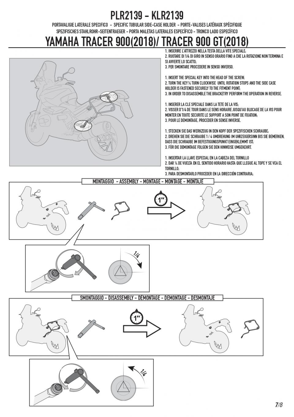 Support de valise latérale GIVI MONOKEY RETRO FIT pour moto Yamaha 900 Mt-09 Tracer 2018 à 2020 PLR2139 Neuf
