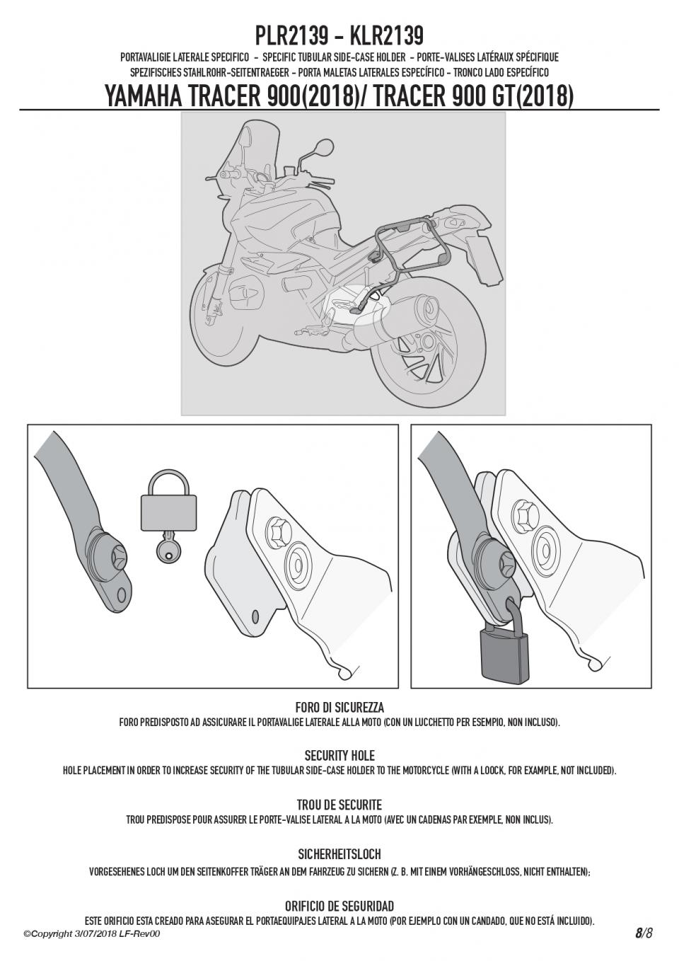 Support de valise latérale GIVI MONOKEY RETRO FIT pour moto Yamaha 900 Mt-09 Tracer 2018 à 2020 PLR2139 Neuf