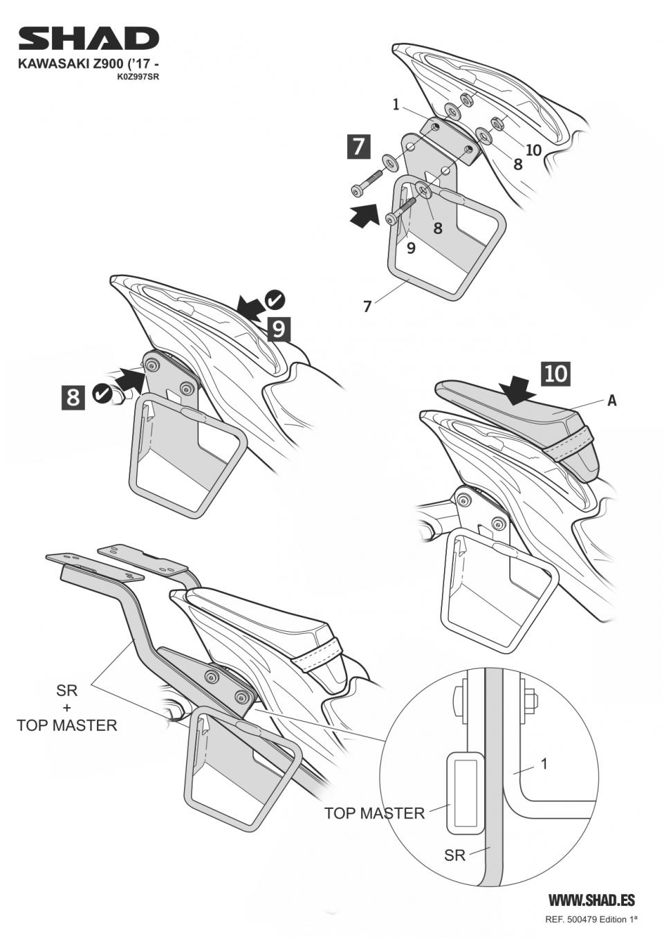 Kit Support valise latérale Shad pour moto Kawasaki Z900 K0Z997SR SR38 E48SR