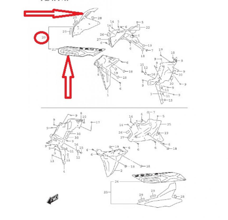Cache latéral D pour moto Suzuki 1000 GSX-S 9447048K11YLF 94470-48K10 9447348K2