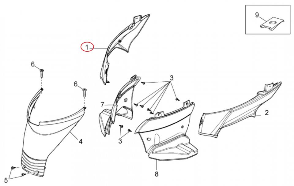 Cache latéral droit pour Piaggio Typhoon 2T AC