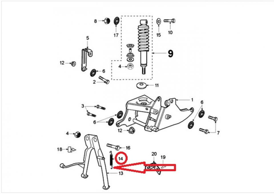 Ressort de béquille centrale pour mobylette Peugeot 50 103 FOX 765601 Neuf