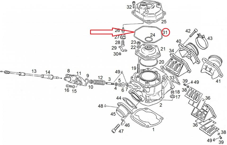 Joint torique extérieur culasse pour moto Aprilia 125 AF1 1990 AP0250280 Ø105mm