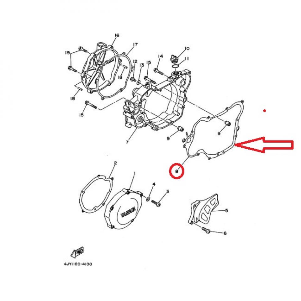 Joint carter embrayage origine pour Moto Yamaha 125 YZ 1994 à 2004 4JY-15462-00-00 Neuf