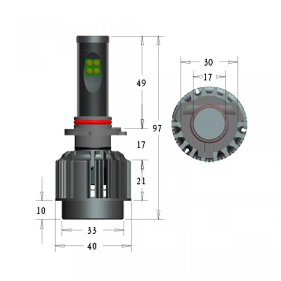 Kit conversion ampoule LED HB3 9005 ventilée 12V 30W RMS pour moto auto Neuf