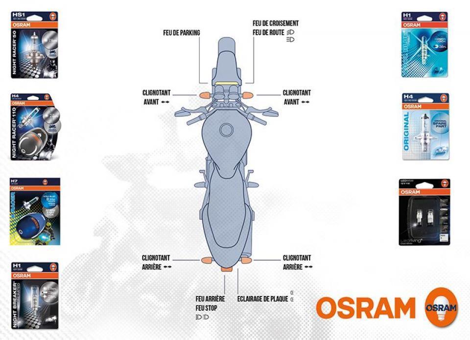 Ampoule Osram pour Scooter Piaggio 500 Mp3 Lt Business Sans Abs 2014 Neuf