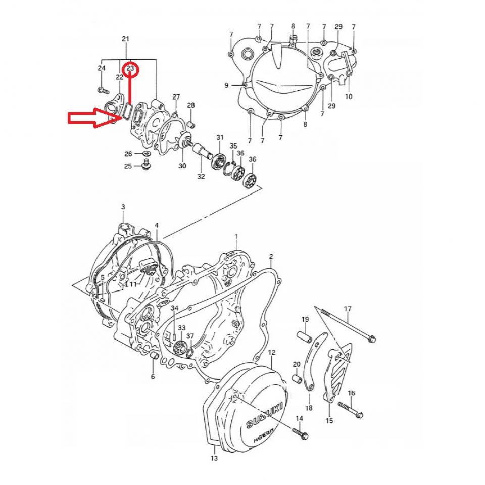 Joint pompe à eau origine pour Moto Suzuki 125 RM 1989 à 1995 17414-14300-000 Neuf
