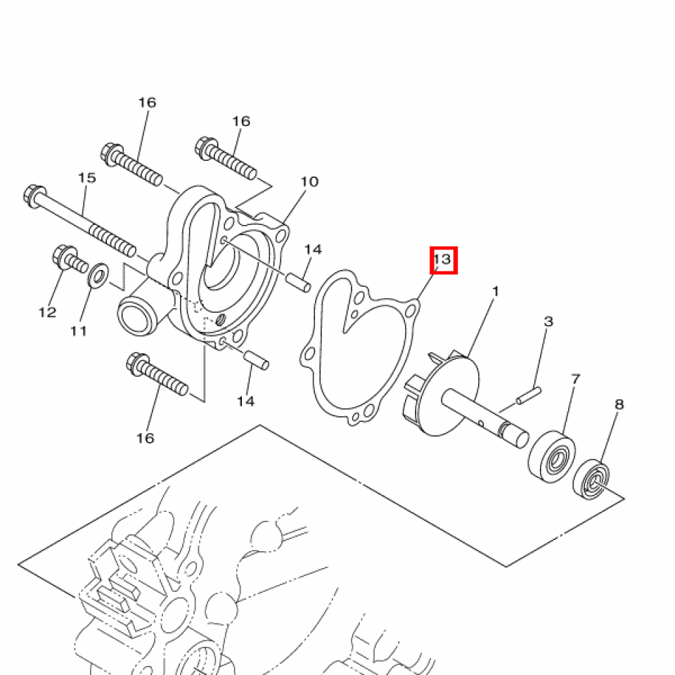Joint pompe à eau pour Yamaha YZ