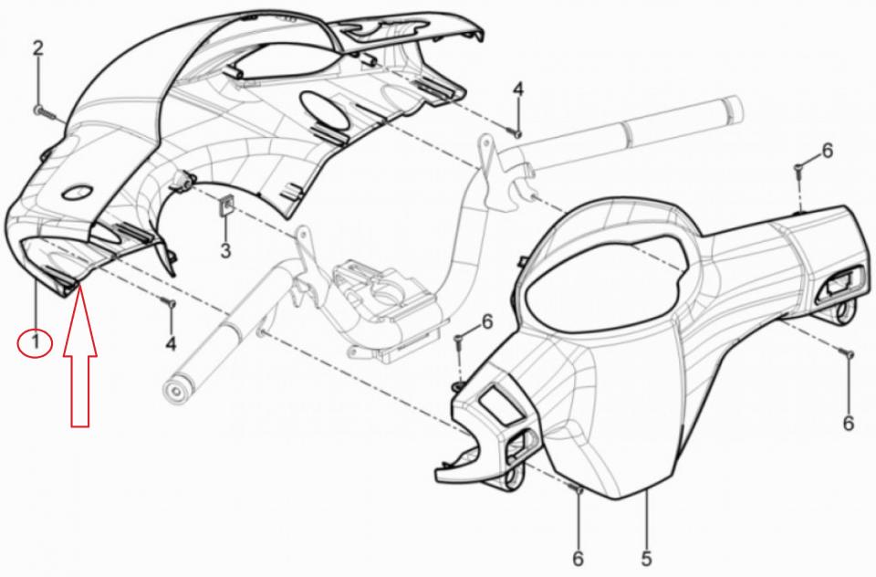 Couvre guidon origine pour Scooter Piaggio 50 Typhoon 2T Euro2 2010 à 2016 6574700090 / LBMC50100 Neuf