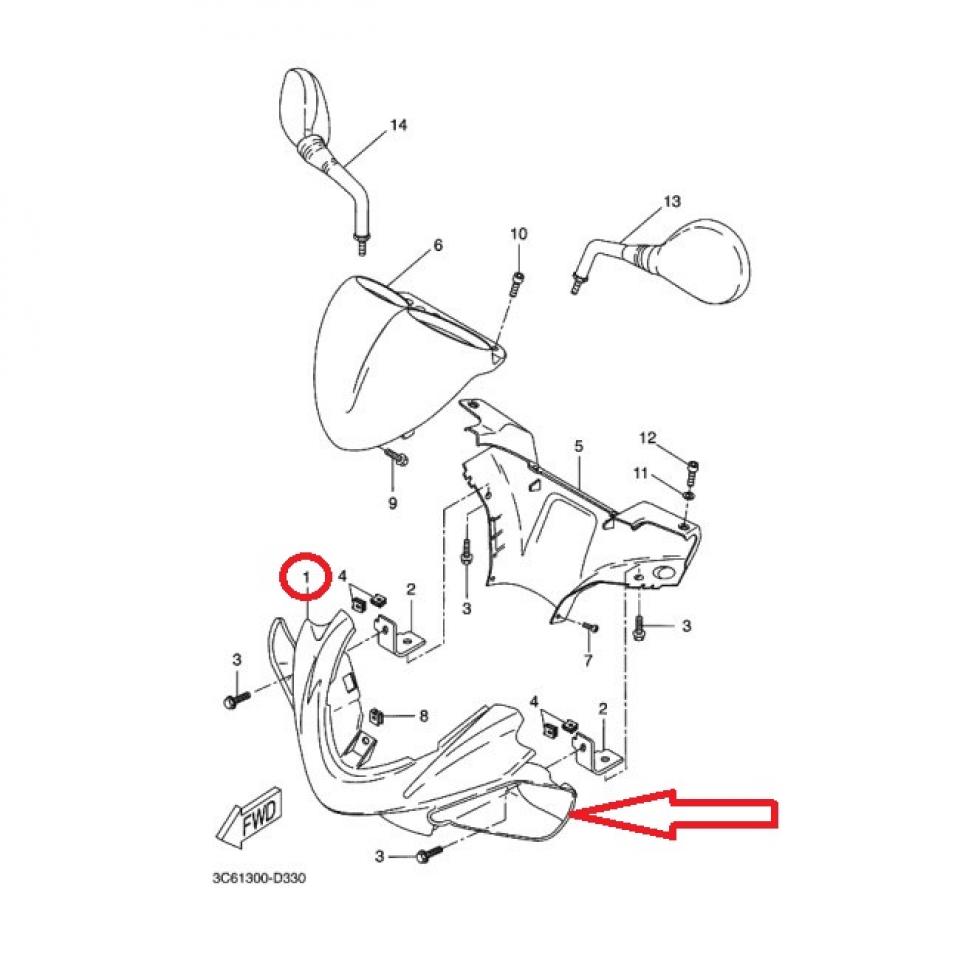 Couvre guidon AV pour scooter MBK 50 Nitro 2006-07 5BR-F6143-01-29 Bleu Neuf
