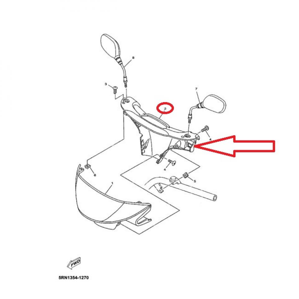 Couvre guidon AR pour scooter MBK 50 Ovetto 2002-06 5RN-F6145-X0 5RN-F6145 Noir