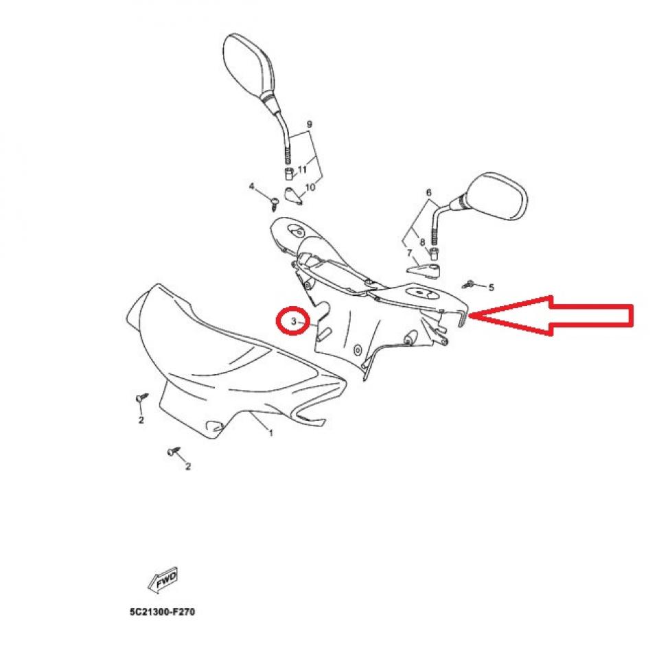 Couvre guidon AR pour scooter MBK 50 Ovetto 2008 à 2010 5C2-F6145 Noir Occasion