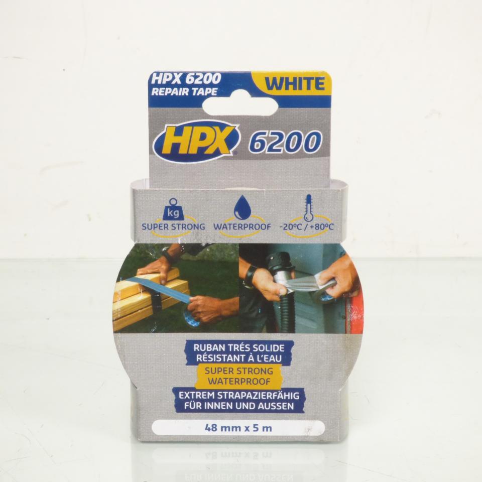 Rouleau de ruban adhésif blanc toile HPX 6200 REPAIR TAPE 48mm x 5m CW5005 pour auto moto scooter quad neuf