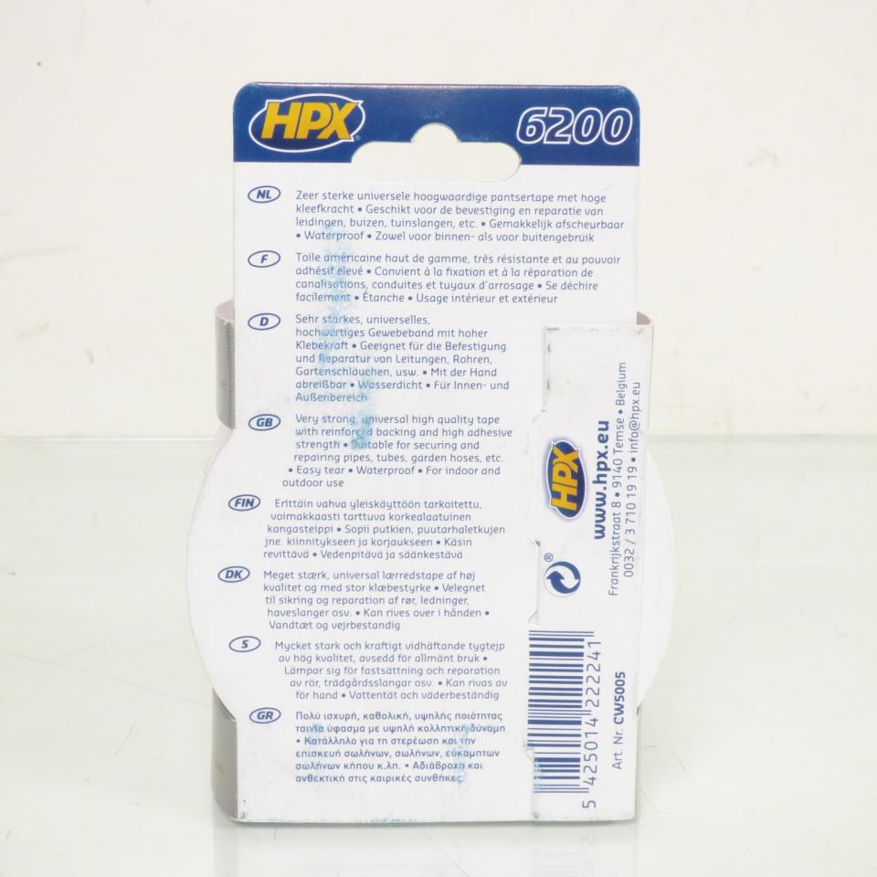 Rouleau de ruban adhésif blanc toile HPX 6200 REPAIR TAPE 48mm x 5m CW5005 pour auto moto scooter quad neuf