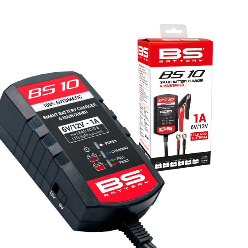Chargeur intelligent pour batterie plomb lithium 6V et 12V BS Battery BS10 pour moto scooter quad