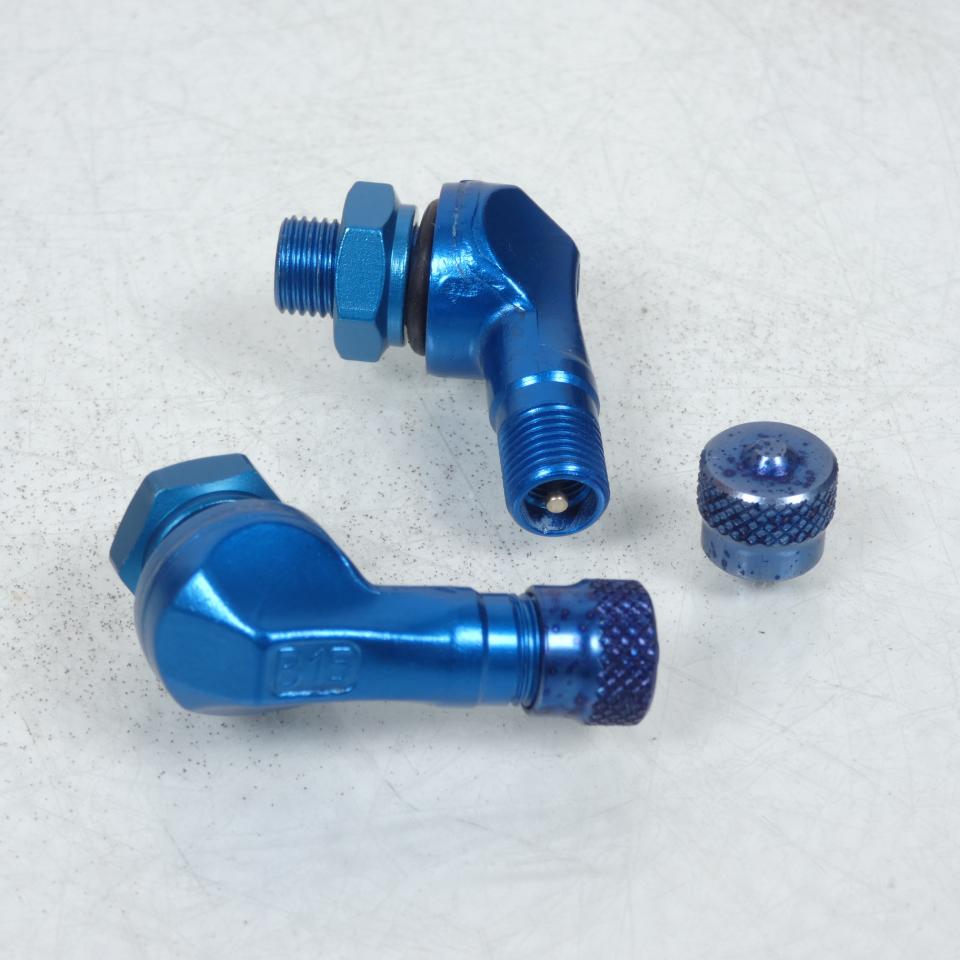 Paire valve coudée 90° Ø8.3mm Bleu BRIDGEPORT pour moto Ducati 40-450-1527 Neuf