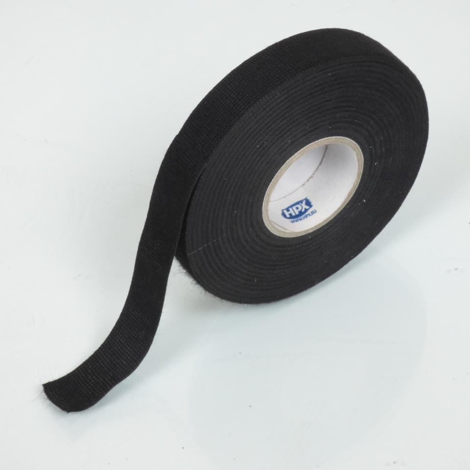 Ruban adhésif coton textile protecteur noir HPX TP1925 faisceau pour moto 19mm x 25m