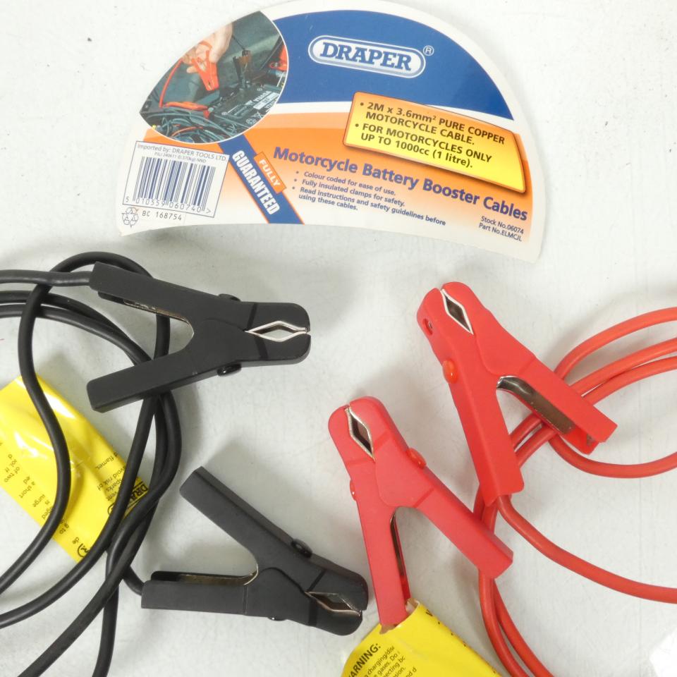 Kit câble pince démarrage batterie Draper pour moto scooter quad Neuf