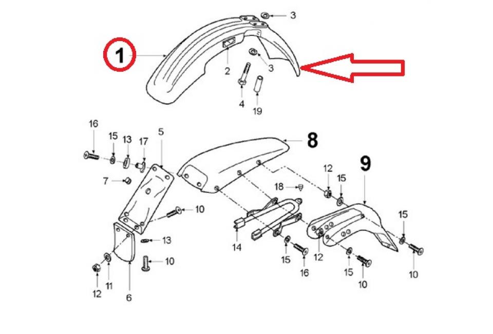 Garde boue avant vert Helios pour moto Peugeot 50 XP6 1997-04 753605VH 583 Neuf