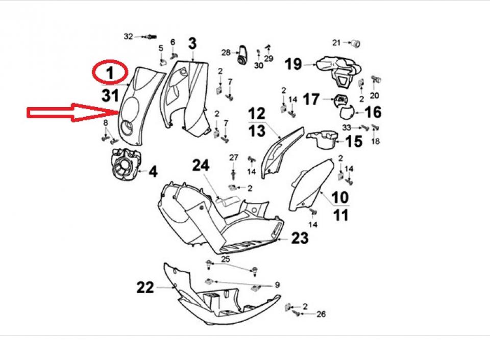 Tablier avant Bleu origine pour scooter Peugeot 50 Ludix 2004 à 2007 761487C5