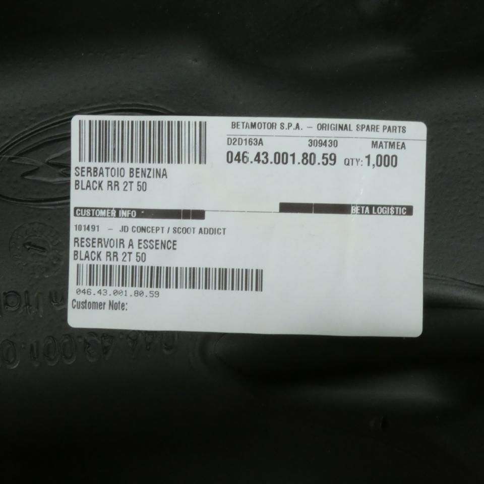 Réservoir à carburant 046.43.001.80.59 pour moto Beta 50 RR motard 2021 à 2024