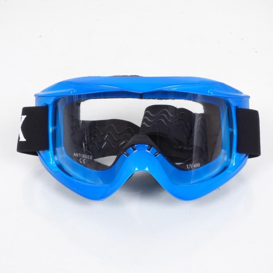 Lunette masque de moto bleu brillant torx pour casque cross enduro tout terrain